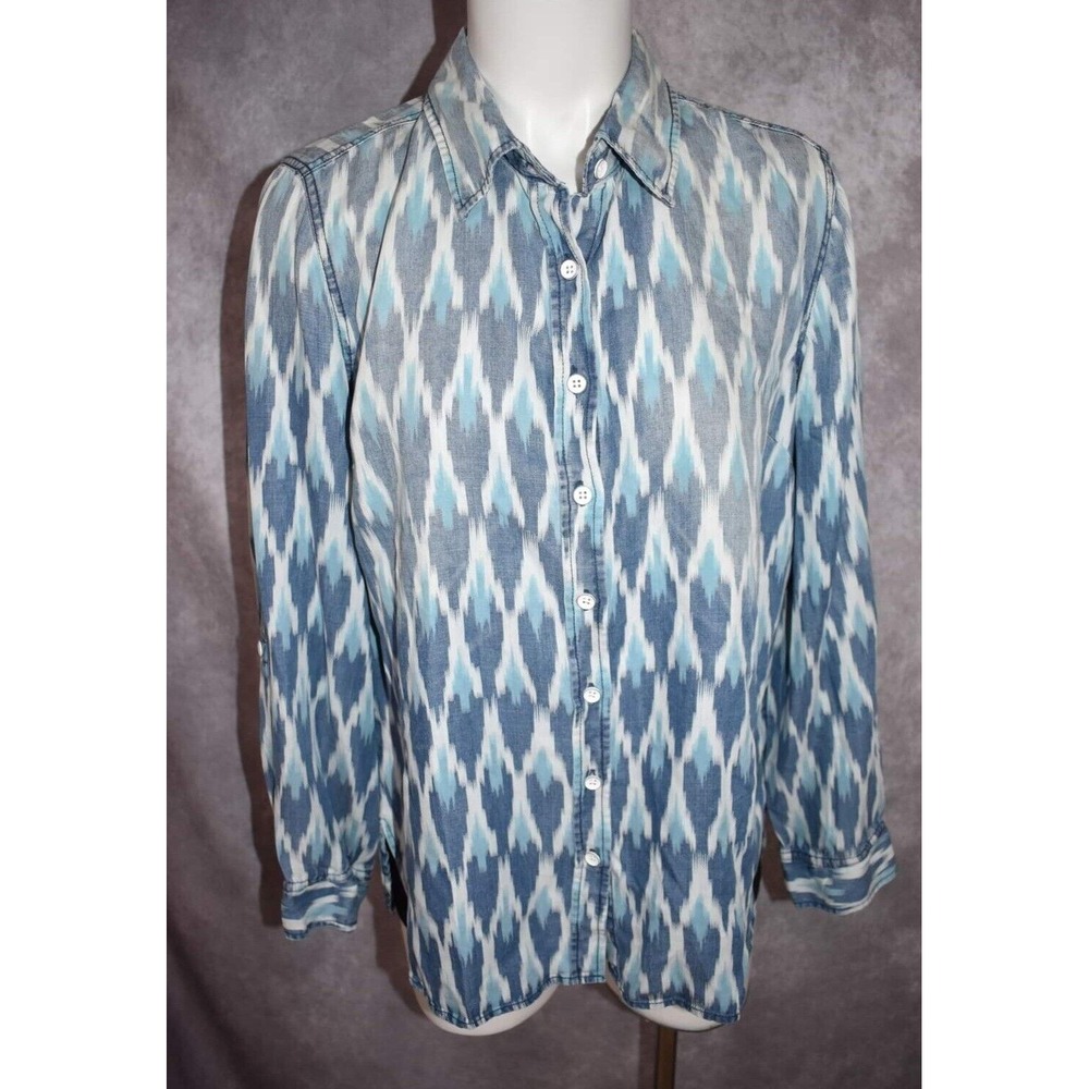 Tribal Jeans Women Shirt Size Medium M Lightweight Chambery Denim Aztec Top